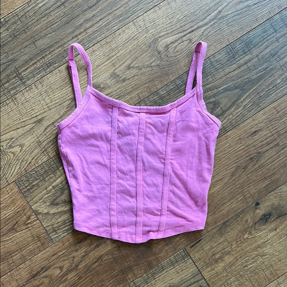 RSQ Pink Fitted Crop Tank Top
